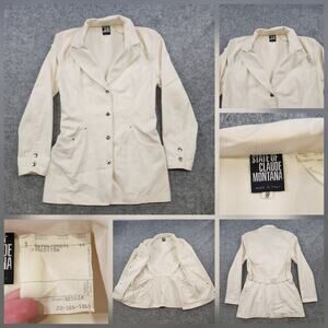VTG State of Claude Montana Jacket Womens 44 Large Belted Italy Blazer Coat